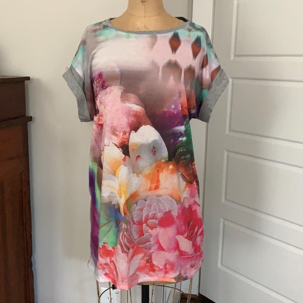 T-shirt Dress Fornarina Wimbledon melange floral tunic shift S